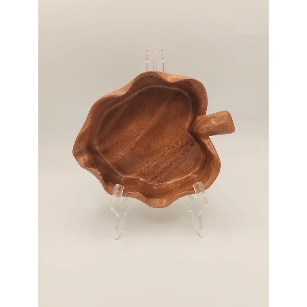 Vintage‎ Harry's Bowl Taro Leaf Monkey Pod Wood Hawaii Brown Wood